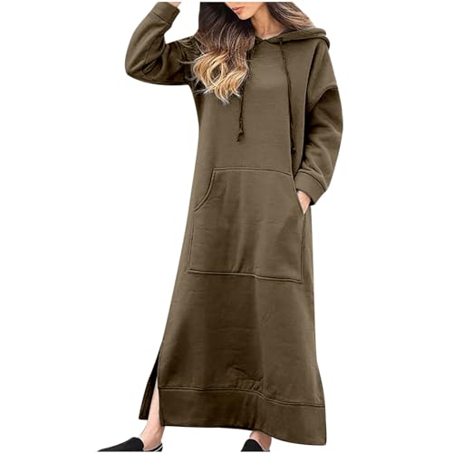 JOAU Women Casual Hoodies Long Sleeve Split Hem Drawstring Hooded